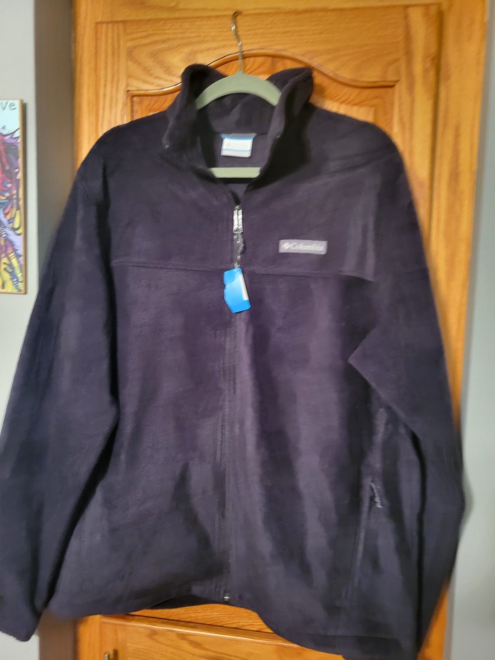 New Columbia Men’s Black Full Zip Fleece Jacket Stand-Up Collar Size L